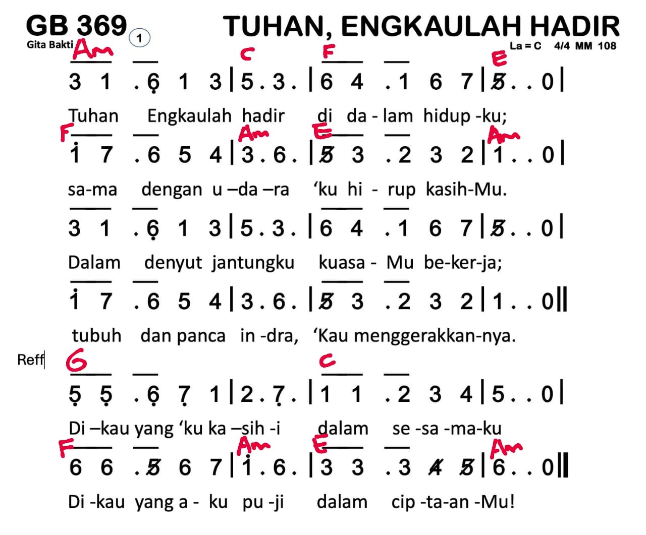 Partitur Chord GB 369