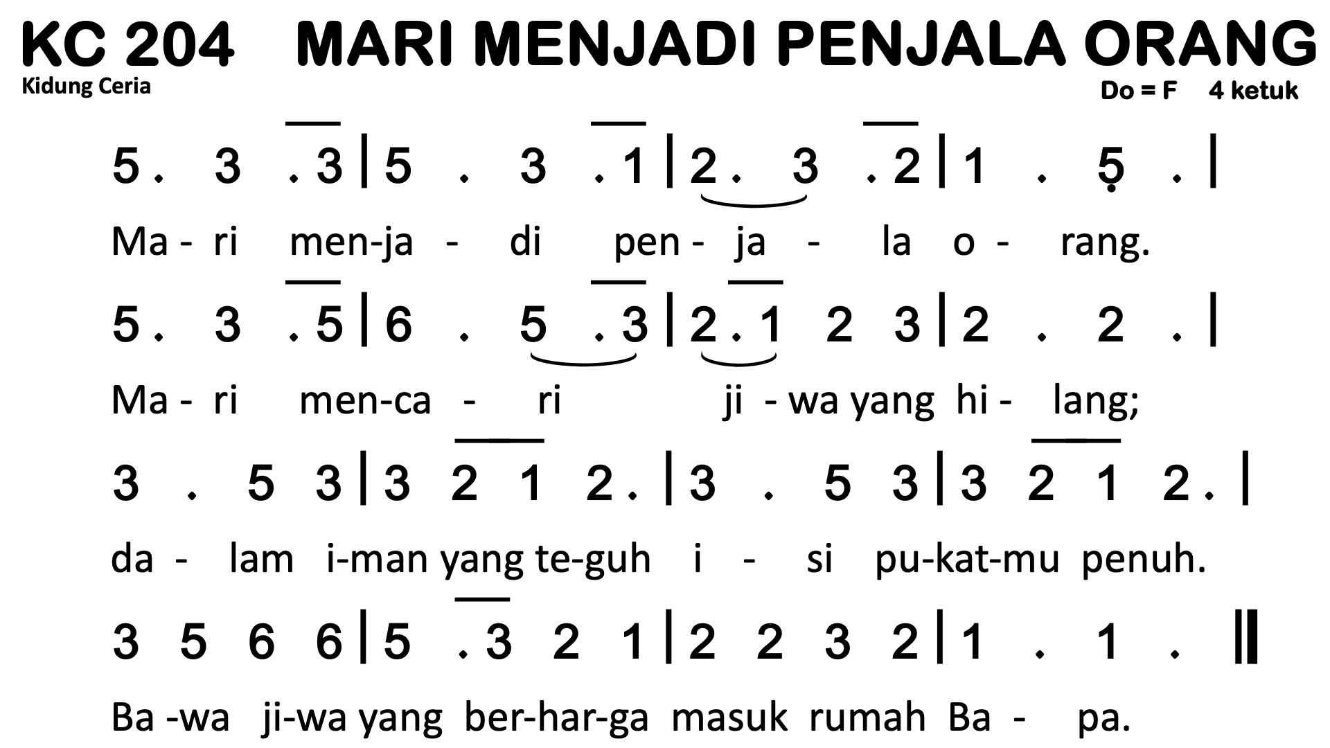 Partitur Chord KC 204