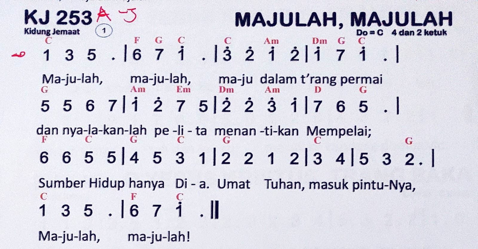 Partitur Chord KJ 253