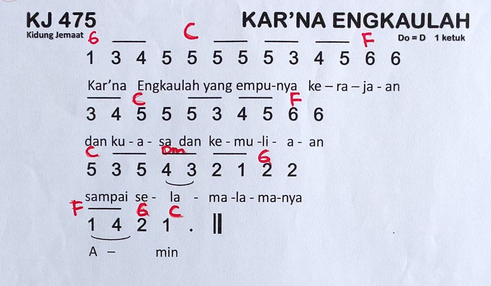 Partitur Chord KJ 475