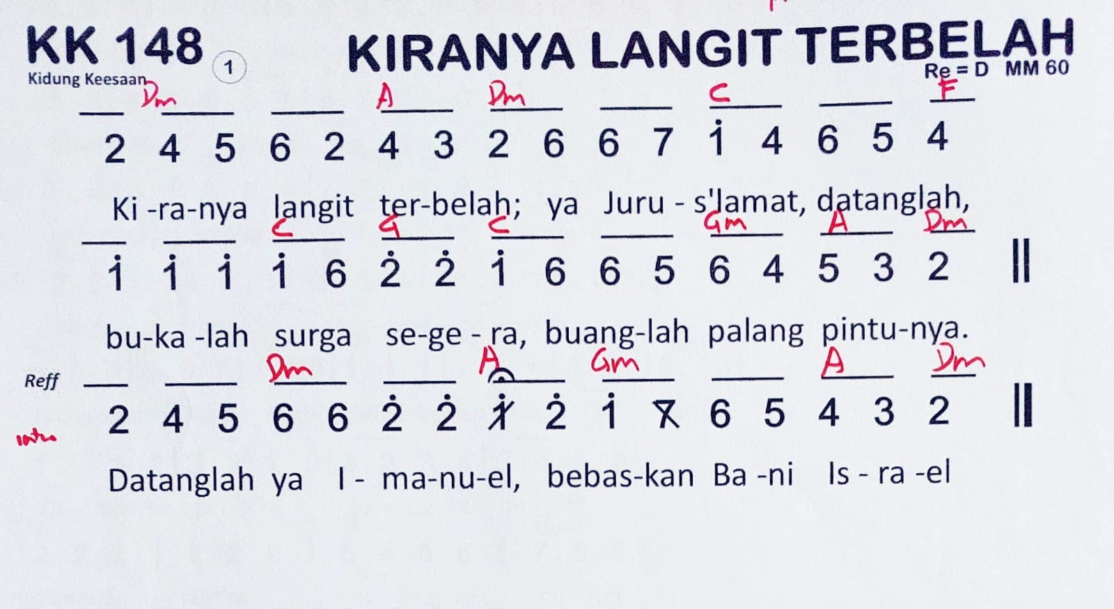 Partitur Chord KK 148