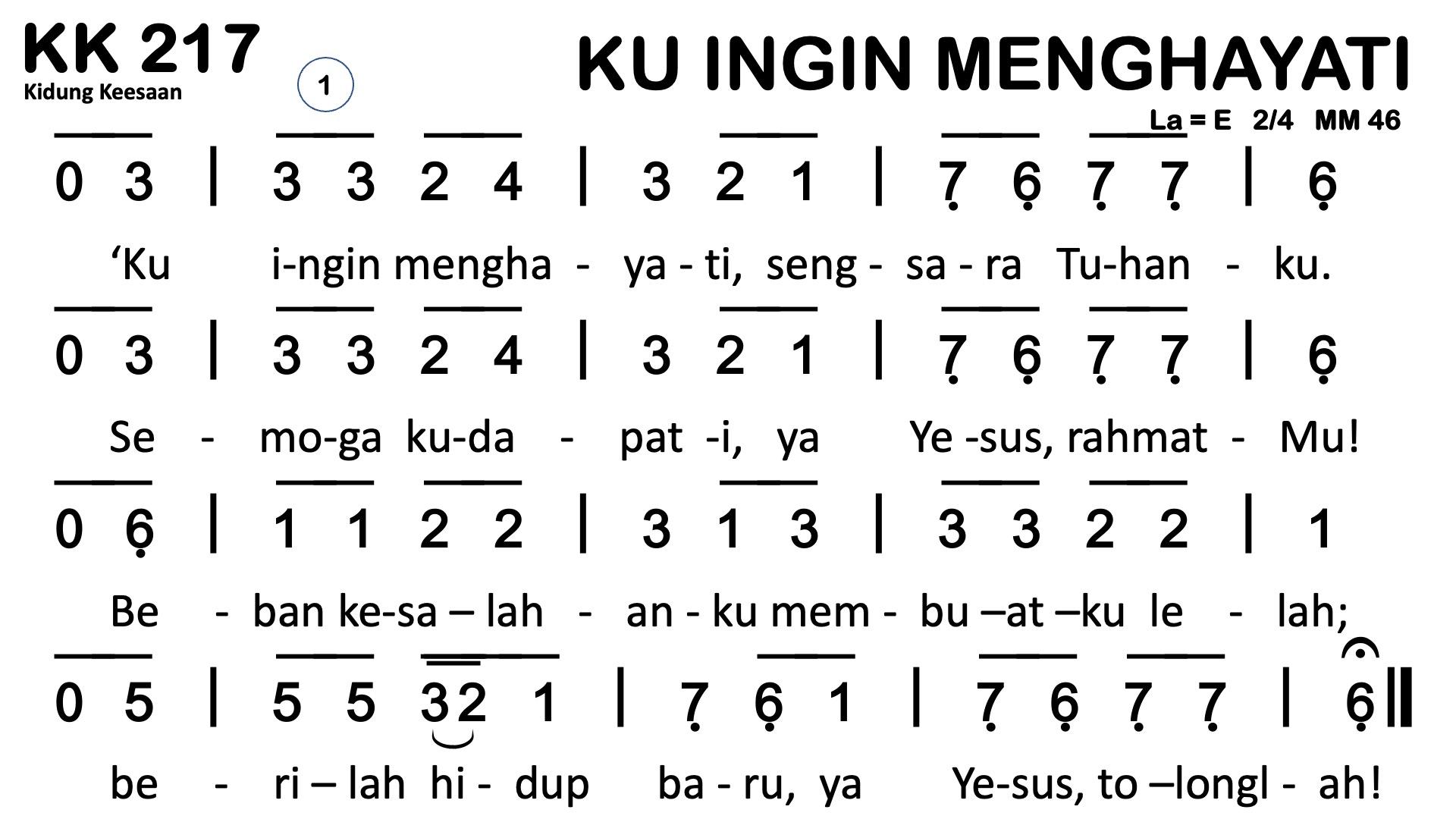 Partitur Chord KK 217