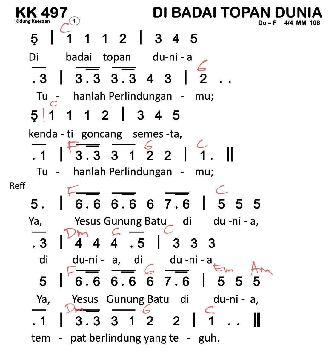 Partitur Chord KK 497