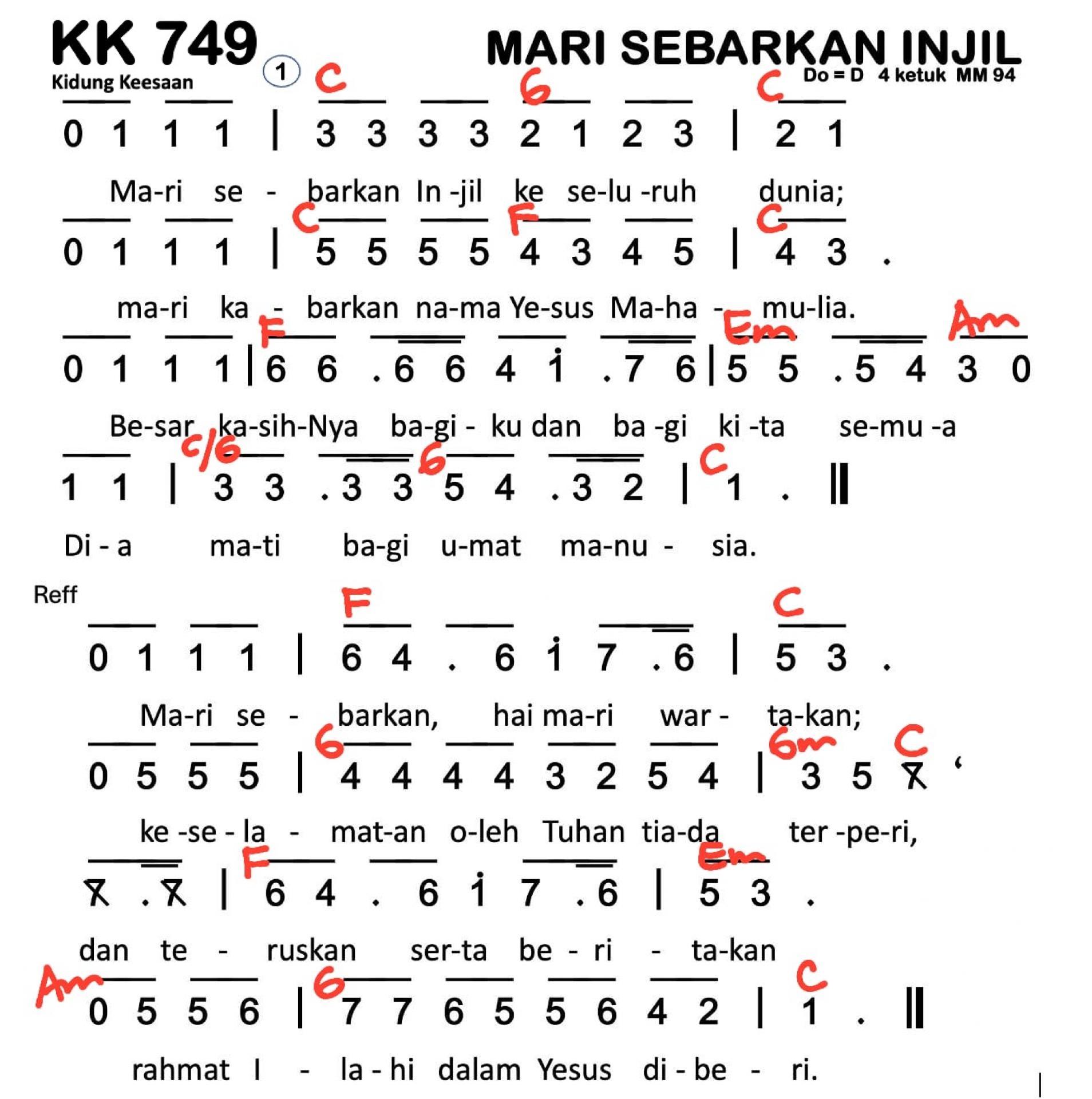 Partitur Chord KK 749