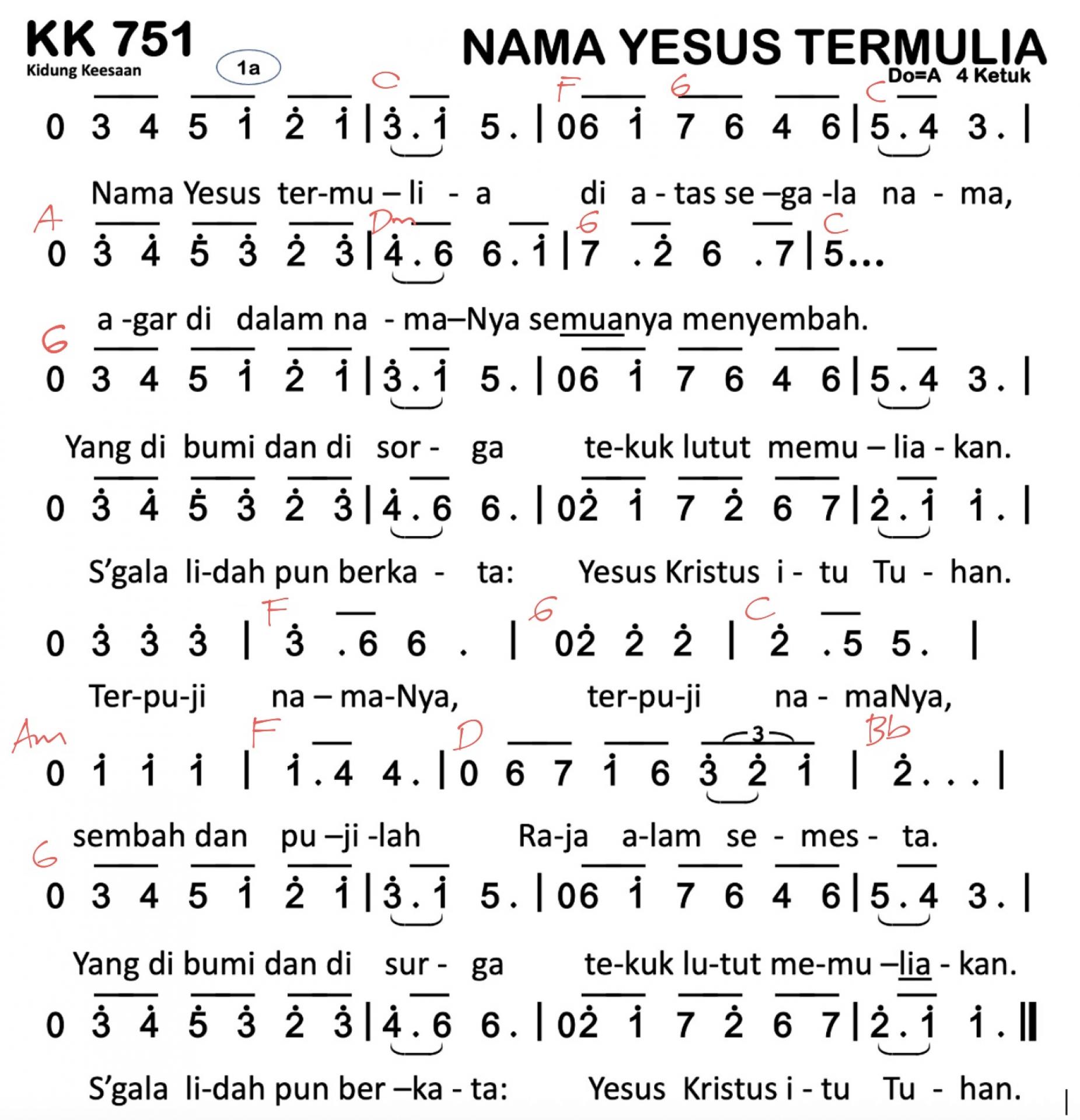 Partitur Chord KK 751
