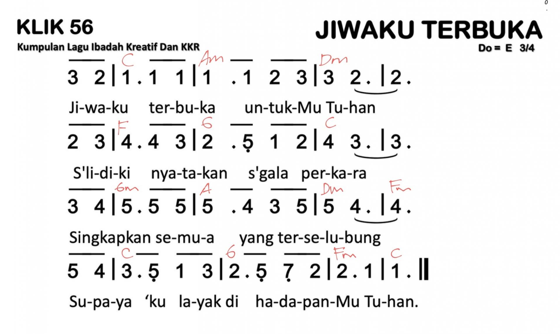 Partitur Chord KLIK 56