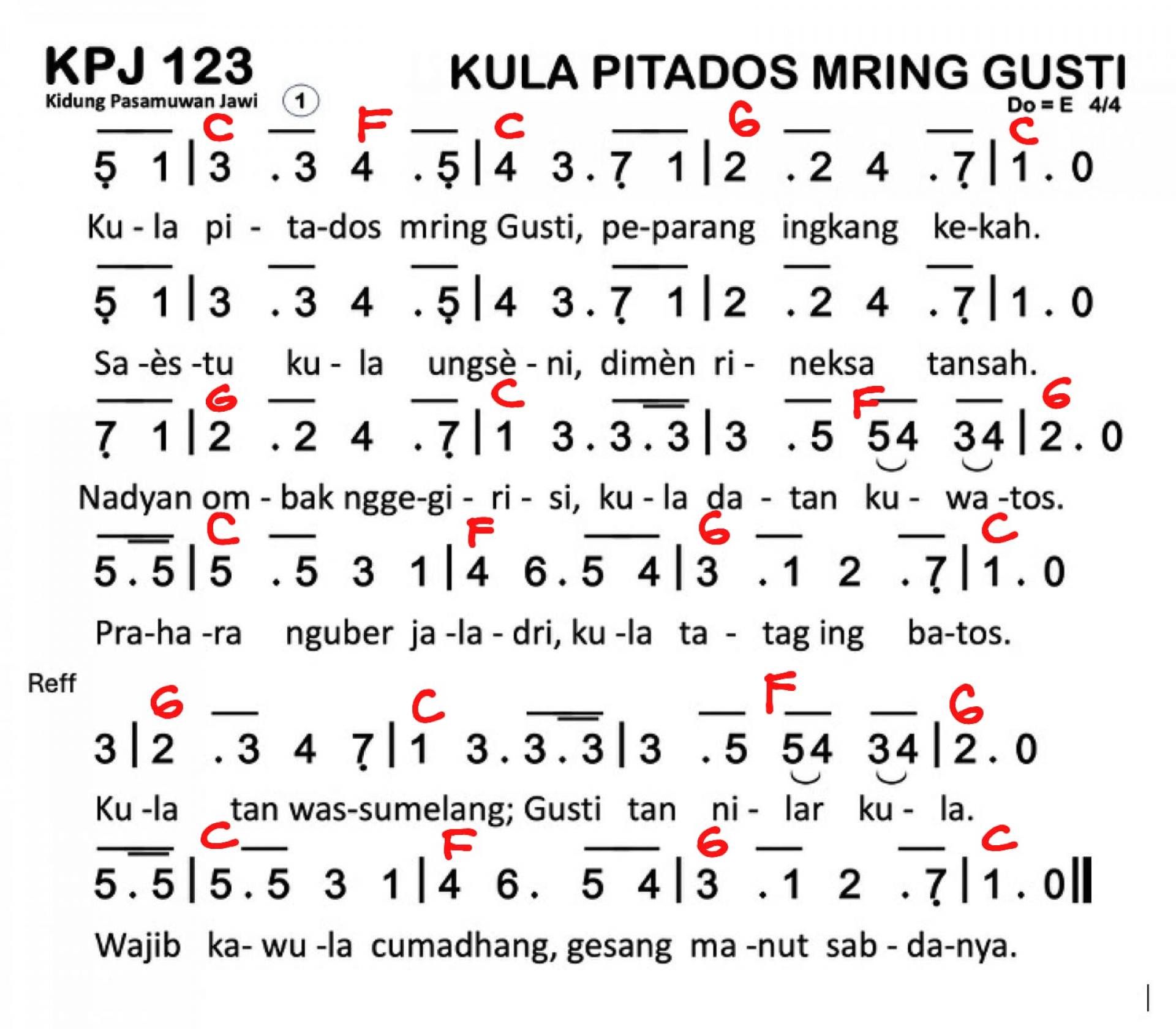 Partitur Chord KPJ 123