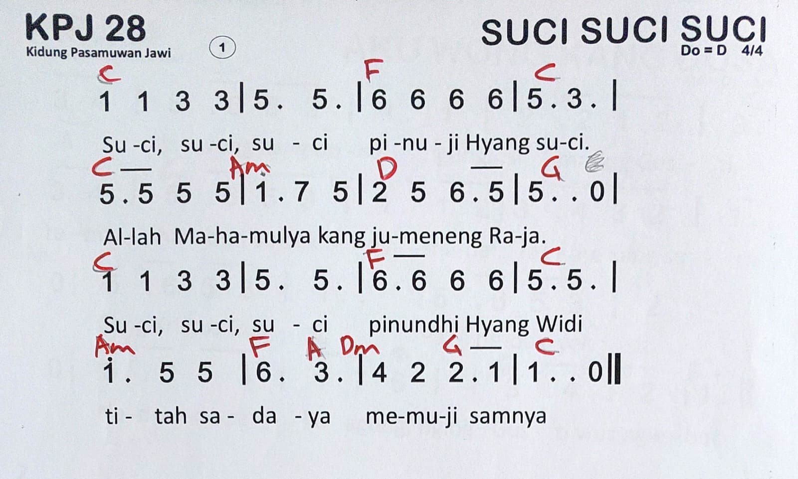 Partitur Chord KPJ 28
