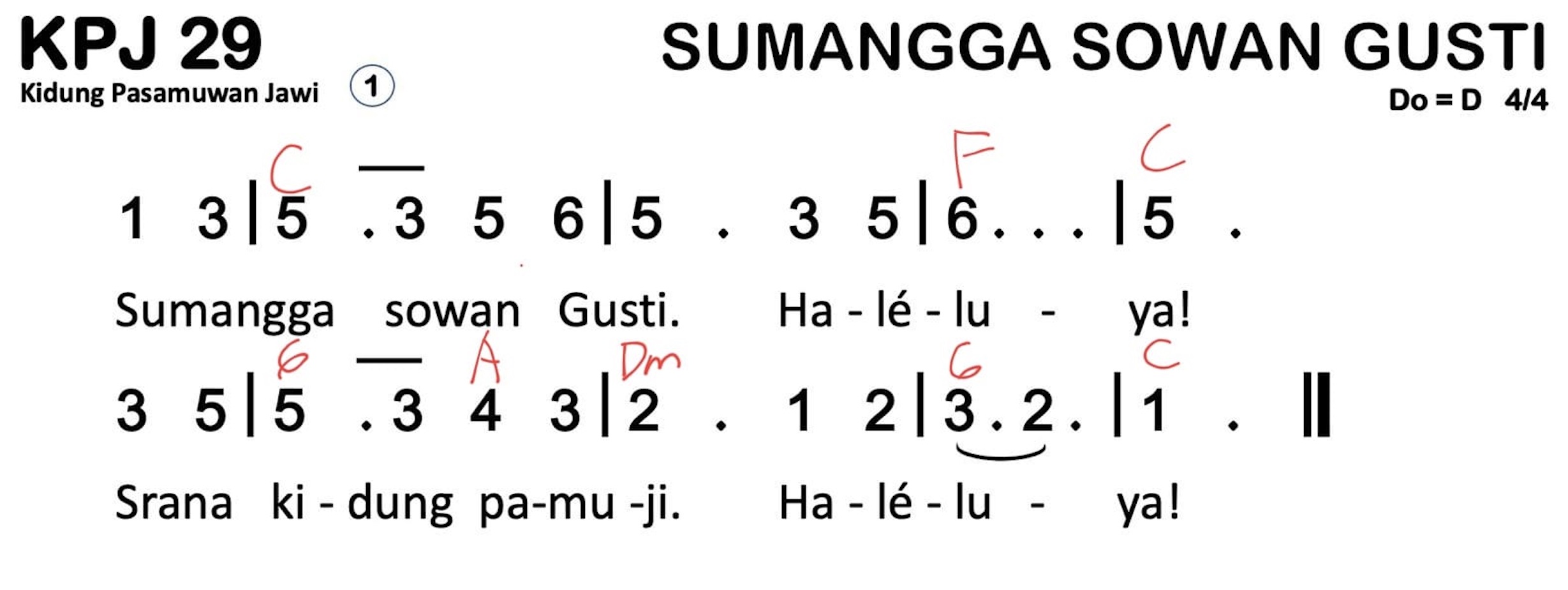 Partitur Chord KPJ 29