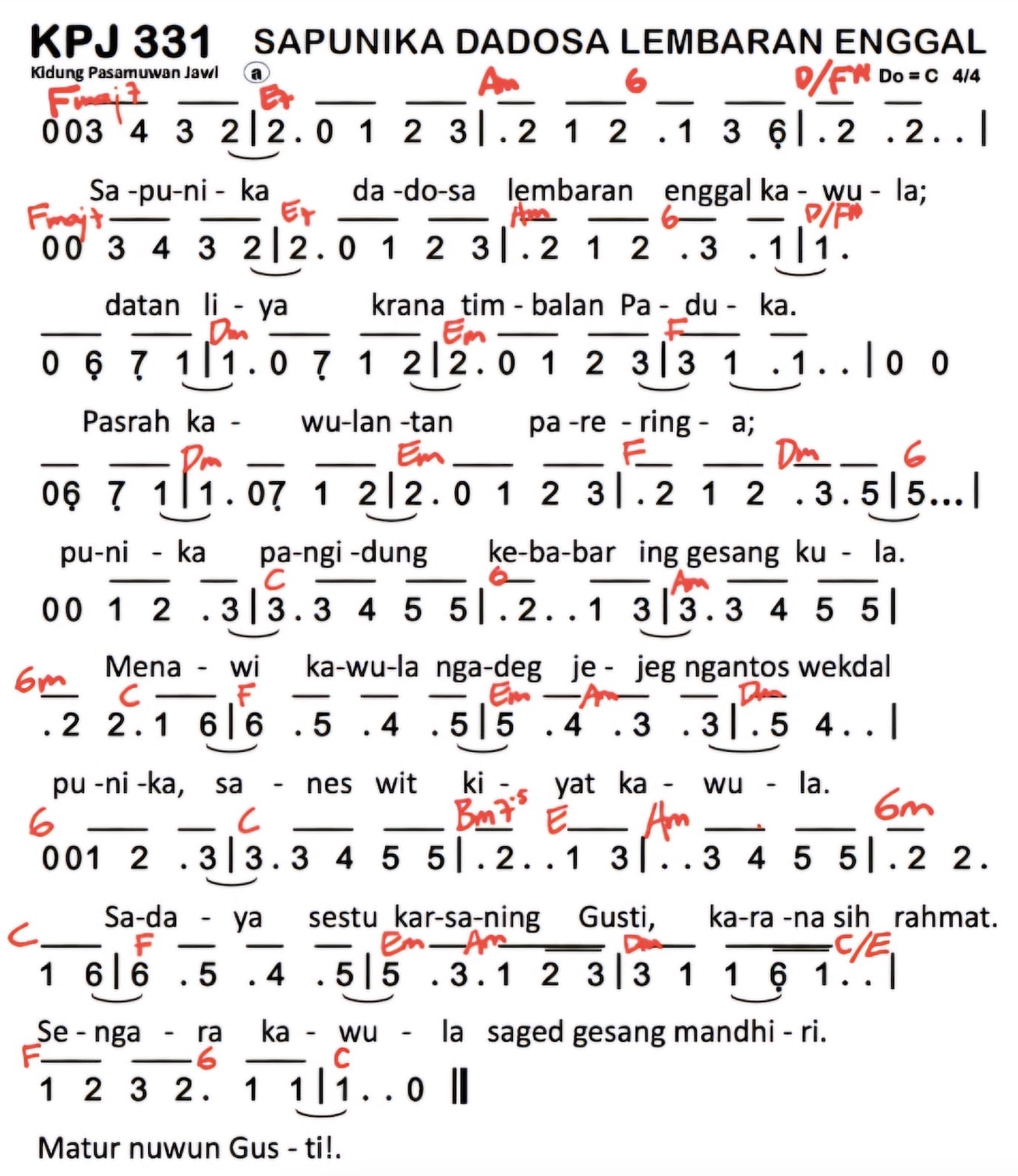 Partitur Chord KPJ 331