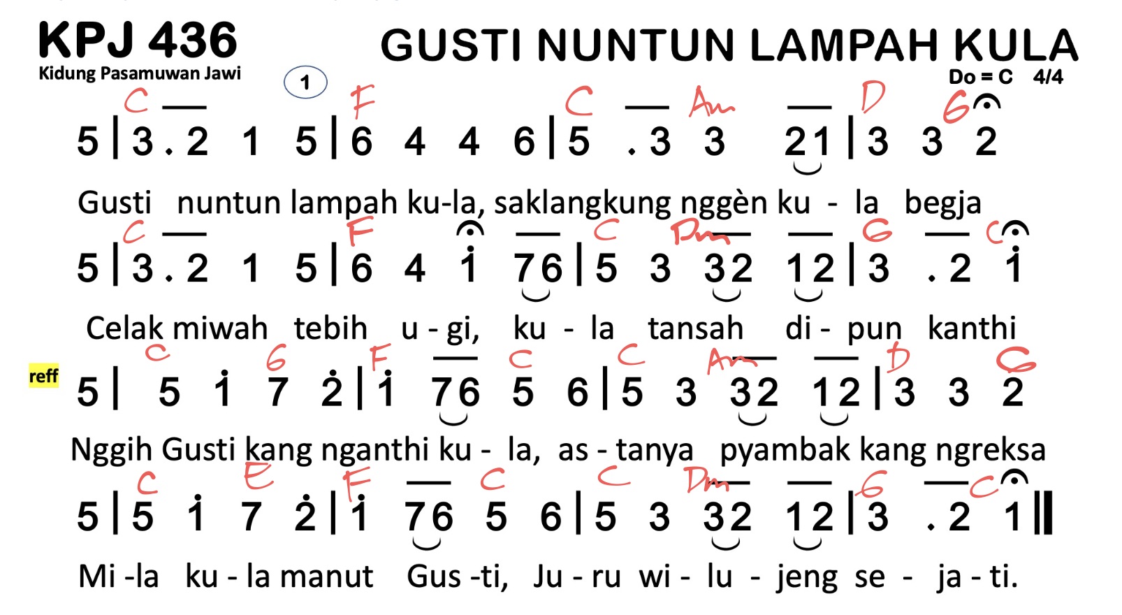 Partitur Chord KPJ 436