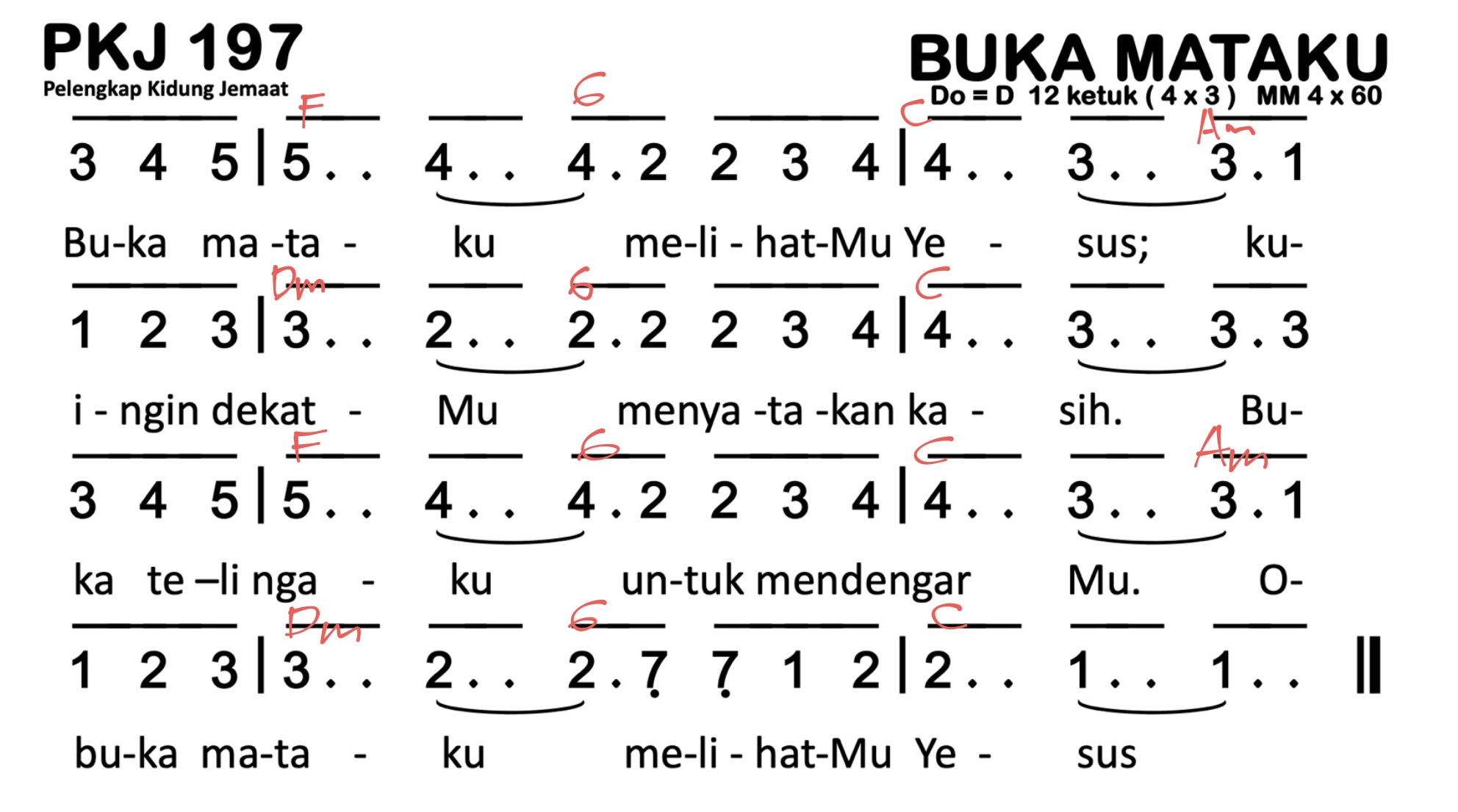 Partitur Chord PKJ 197