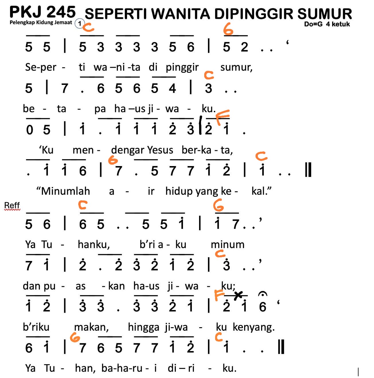 Partitur Chord PKJ 245