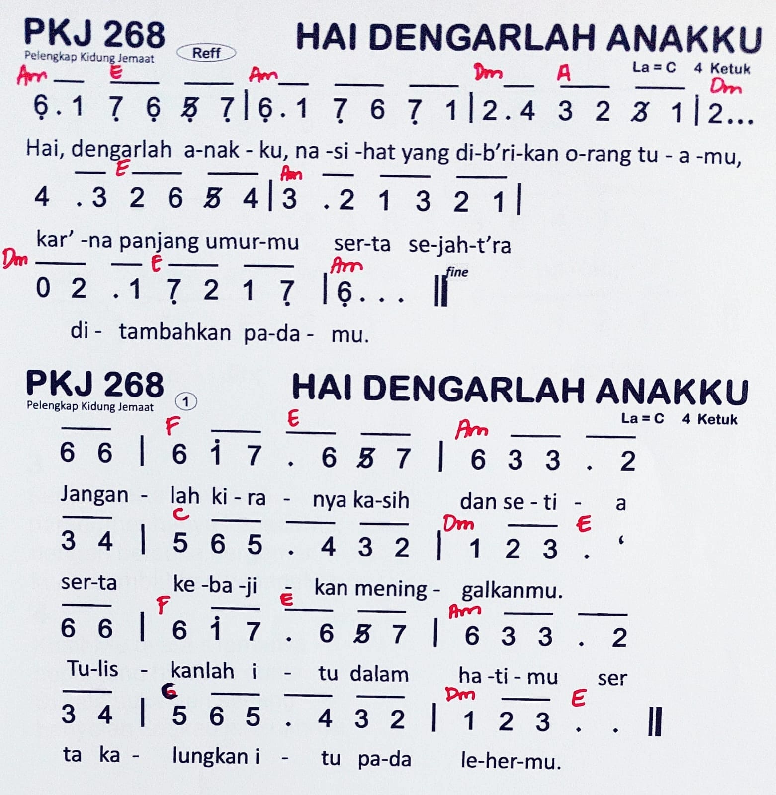 Partitur Chord PKJ 268