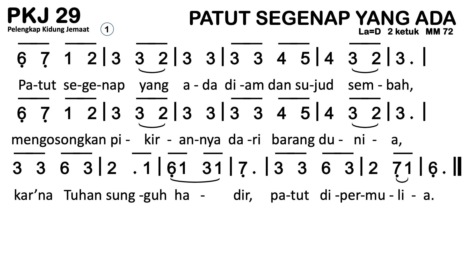Partitur Chord PKJ 29