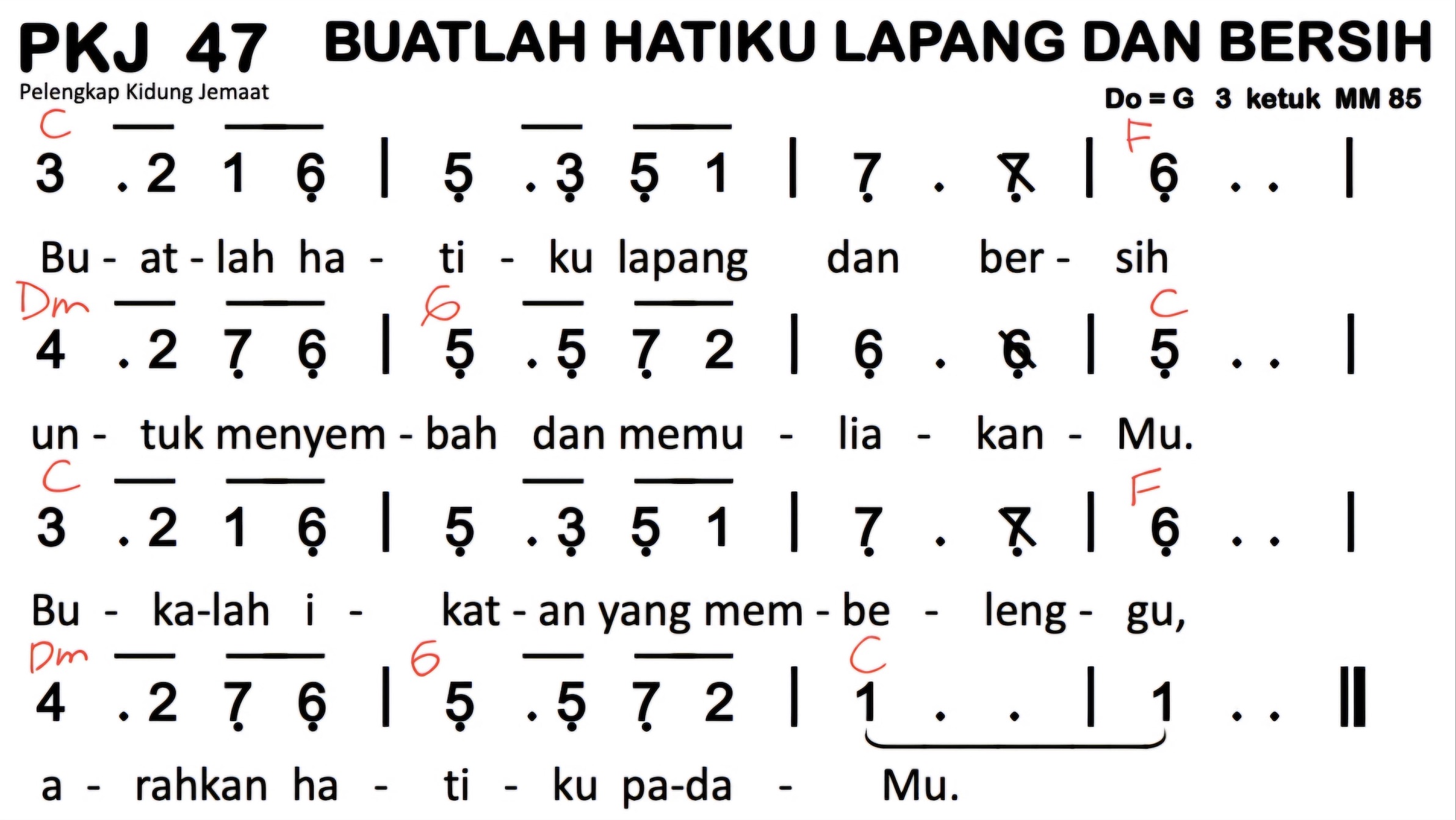Partitur Chord PKJ 47