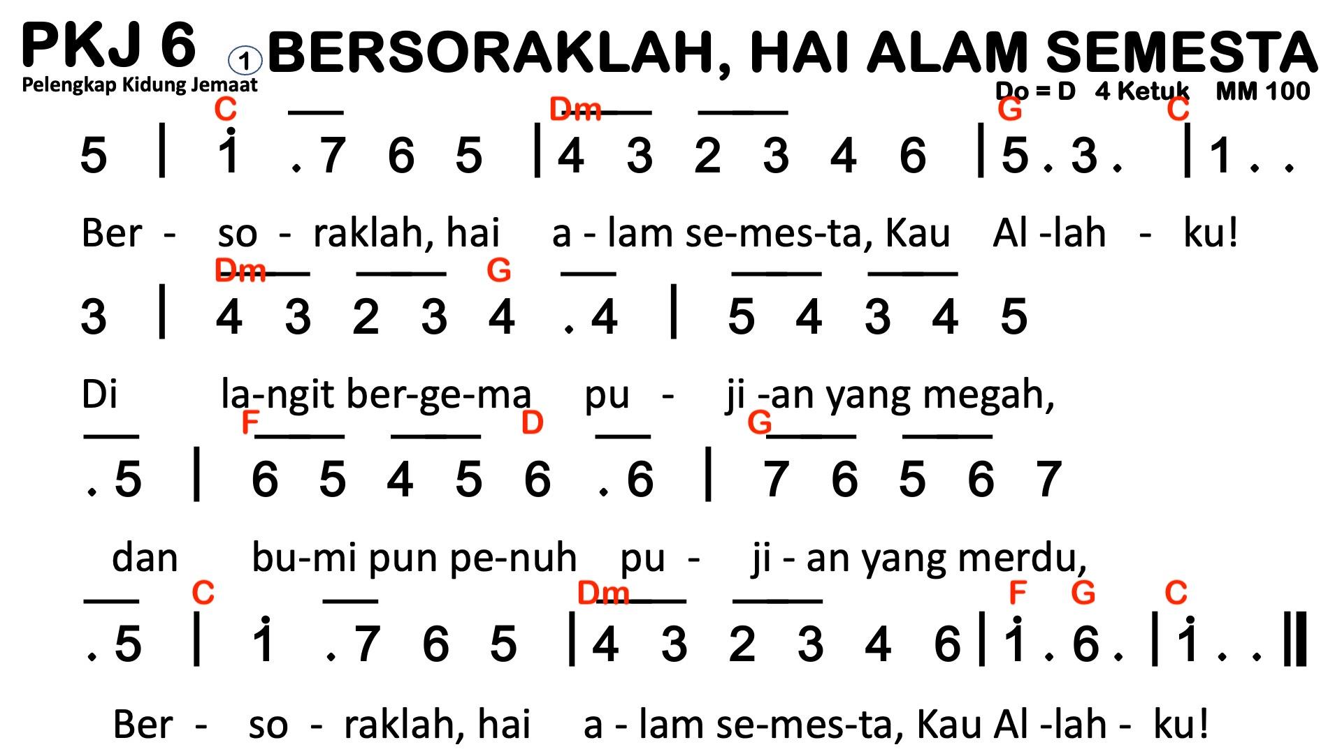 Partitur Chord PKJ 6