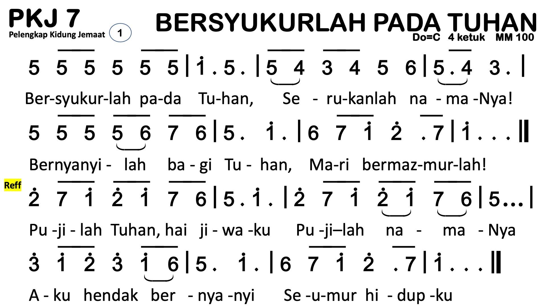 Partitur Chord PKJ 7