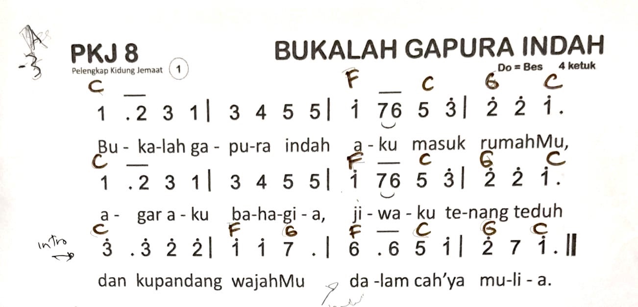 Partitur Chord PKJ 8