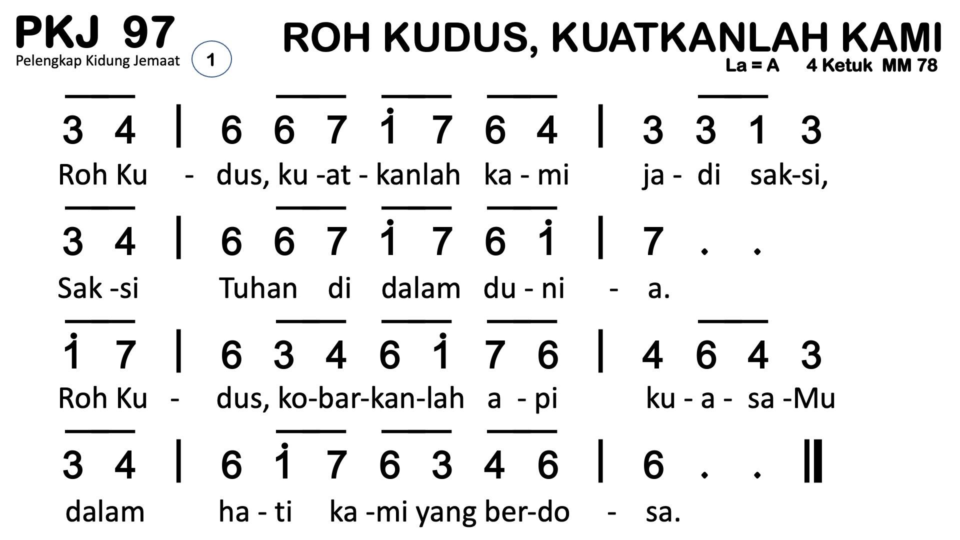 Partitur Chord PKJ 97