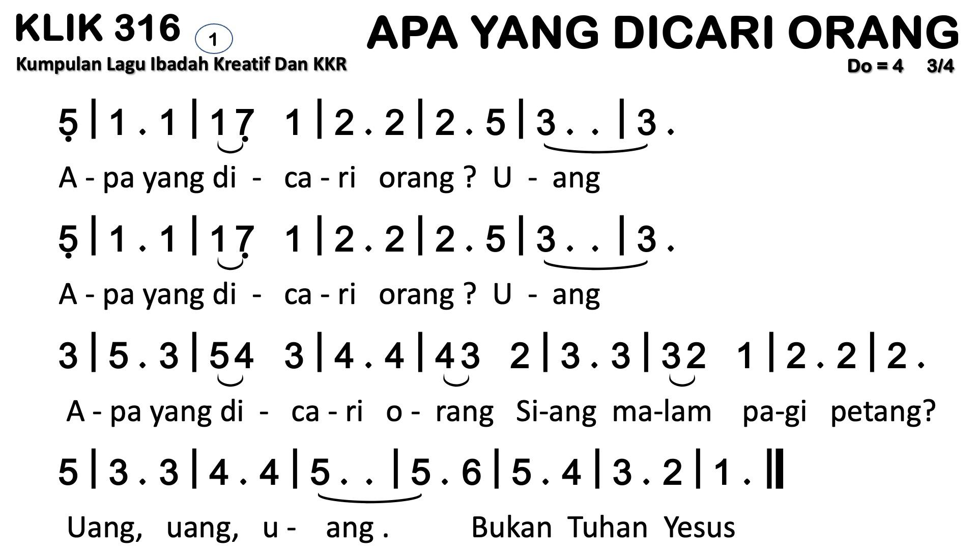 Partitur Polos KLIK 316