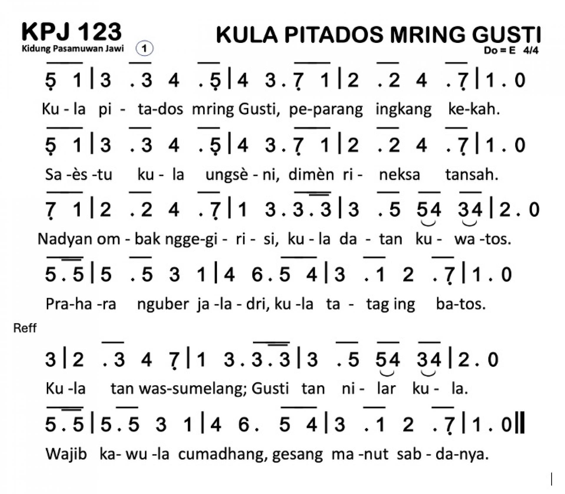 Partitur Polos KPJ 123