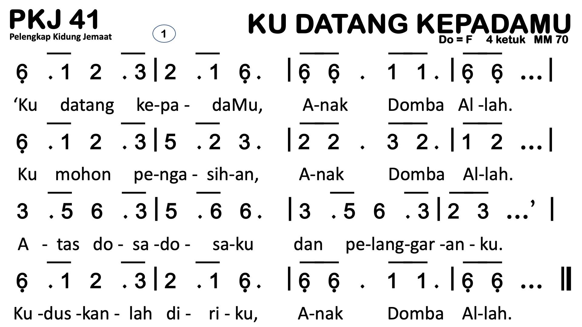 Partitur Polos PKJ 41